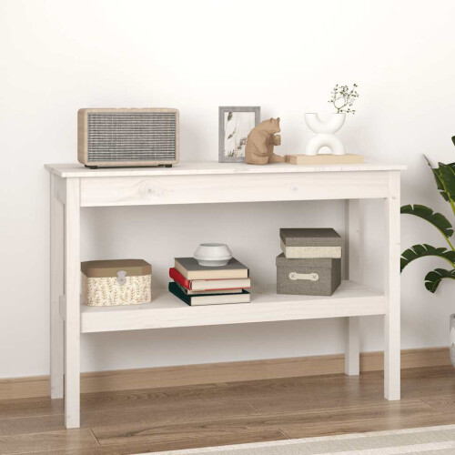 Berkfield Console Table White 110x40x75 cm Solid Wood Pine