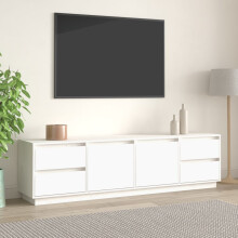 Berkfield TV Cabinet White 176x37x47.5 cm Solid Wood Pine
