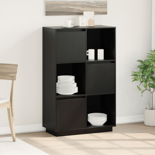 Berkfield Highboard Black 74x35x117 cm Solid Wood Pine