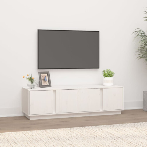 Berkfield TV Cabinet White 140x40x40 cm Solid Wood Pine