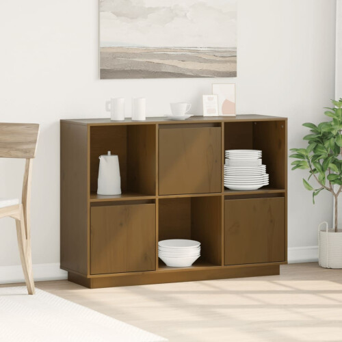 Berkfield Sideboard Honey Brown 110.5x35x80 cm Solid Wood Pine