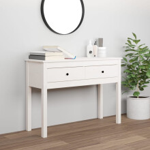 Berkfield Console Table White 100x35x75 cm Solid Wood Pine