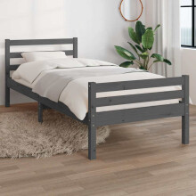 Berkfield Bed Frame without Mattress Grey Solid Wood 100x200 cm