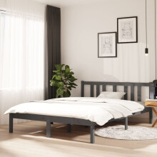 Berkfield Bed Frame without Mattress Grey Solid Wood 135x190 cm Double Double