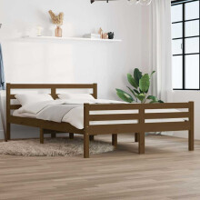 Berkfield Bed Frame without Mattress Honey Brown Solid Wood 120x190 cm Small Double