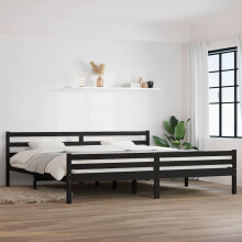 Berkfield Bed Frame without Mattress Black Solid Wood 200x200 cm