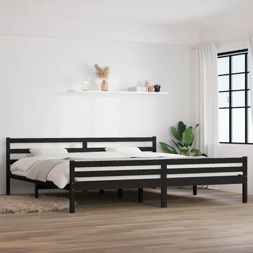 Berkfield Bed Frame without Mattress Black Solid Wood 200x200 cm
