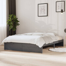 Berkfield Bed Frame without Mattress Grey Solid Wood 135x190 cm Double Double