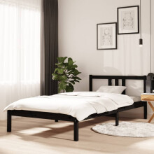 Berkfield Bed Frame without Mattress Black Solid Wood 100x200 cm