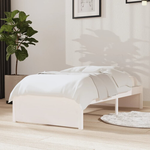Berkfield Bed Frame without Mattress White Solid Wood 75x190 cm Small Single