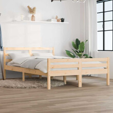 Berkfield Bed Frame without Mattress Solid Wood 135x190 cm Double Double