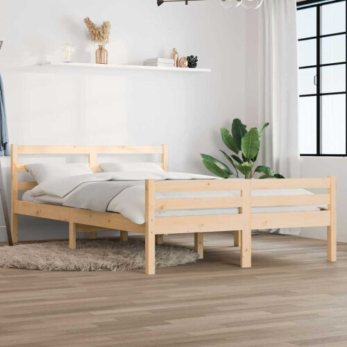 Berkfield Bed Frame without Mattress Solid Wood 135x190 cm Double Double