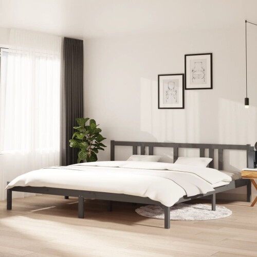 Berkfield Bed Frame without Mattress Grey Solid Wood 200x200 cm