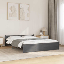 Berkfield Bed Frame without Mattress Grey Solid Wood 135x190 cm Double Double