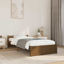 Berkfield Bed Frame without Mattress Honey Brown Solid Wood 75x190 cm Small Single