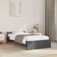 Berkfield Bed Frame without Mattress Grey Solid Wood 75x190 cm Small Single Small Single
