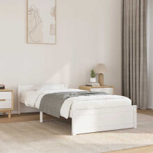 Berkfield Bed Frame without Mattress White Solid Wood 90x190 cm Single Single