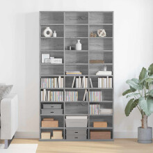 Berkfield CD Cabinet Grey Sonoma 102x23x177.5 cm Engineered Wood