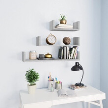 Berkfield Wall Display Shelves 3 pcs Grey Sonoma Engineered Wood