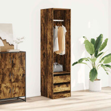 Berkfield Wardrobe with Drawers Smoked Oak 50x50x200 cm Engineered Wood