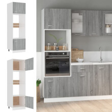 Berkfield Microwave Cabinet Lyon Grey Sonoma 60x57x207 cm Engineered Wood