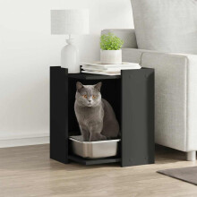 Berkfield Cat Litter Box Enclosure Black 42x42x51 cm Engineered Wood