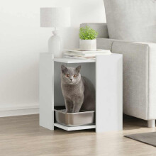 Berkfield Cat Litter Box Enclosure White 42x42x51 cm Engineered Wood