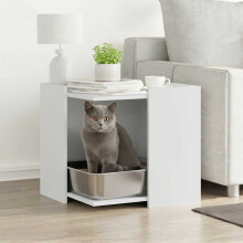 Berkfield Cat Litter Box Enclosure White 53x53x51 cm Engineered Wood