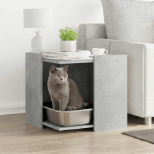 Berkfield Cat Litter Box Enclosure Concrete Grey 53x53x51 cm Engineered Wood