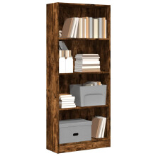 Berkfield Bookcase Smoked Oak 60x24x143 cm Engineered Wood