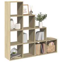 Berkfield Room Divider Bookcase 4-Tier Sonoma Oak 131.5x29x131.5 cm Engineered Wood