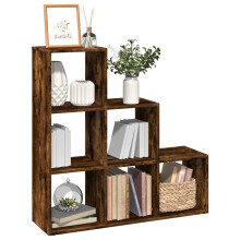 Berkfield Room Divider Bookcase†3-Tier†Smoked Oak 99x29x99 cm Engineered Wood