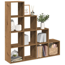 Berkfield Room Divider Bookcase 4-Tier Artisan Oak 131.5x29x131.5 cm Engineered Wood