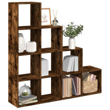 Berkfield Room Divider Bookcase 4-Tier Smoked Oak 131.5x29x131.5 cm Engineered Wood