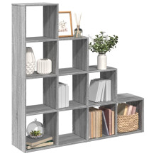 Berkfield Room Divider Bookcase 4-Tier Grey Sonoma 131.5x29x131.5 cm Engineered Wood
