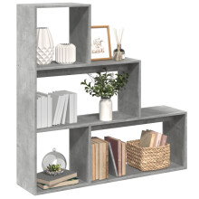 Berkfield Room Divider Bookcase 3-Tier Concrete Grey 123x29x123 cm Engineered Wood