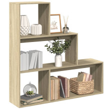 Berkfield Room Divider Bookcase 3-Tier Sonoma Oak 123x29x123 cm Engineered Wood