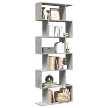 Berkfield Room Divider Bookcase 6-Tier Concrete Grey 70x24x193 cm Engineered Wood