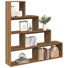 Berkfield Room Divider Bookcase 4-Tier Artisan Oak 143.5x29x143.5 cm Engineered Wood