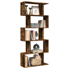Berkfield Room Divider Bookcase 5-Tier Smoked Oak 70x24x161 cm Engineered Wood