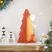 Berkfield Wooden Christmas Tree for Decoration Wax Brown 69.5 cm Solid Wood Pine