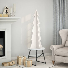 Berkfield Wooden Christmas Tree for Decoration White 112 cm Solid Wood Pine