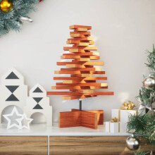 Berkfield Wooden Christmas Tree for Decoration Wax Brown 60 cm Solid Wood Pine