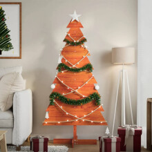 Berkfield Wooden Christmas Tree for Decoration Wax Brown 150 cm Solid Wood Pine