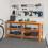 Berkfield Work Bench with Shelf with Storage Wax Brown Solid Pine Wood 1