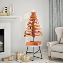 Berkfield Wooden Christmas Tree for Decoration Wax Brown 100 cm Solid Wood Pine
