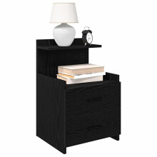 Berkfield Bedside Cabinet with 2 Drawers Black 40x36.5x62 cm