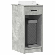 Berkfield Computer Tower Stand with Drawer Concrete Grey 35x45x77 cm