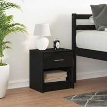 Berkfield Bedside Cabinet with Drawer Black 39x28x41 cm