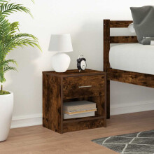 Berkfield Bedside Cabinet with Drawer Smoked Oak 39x28x41 cm